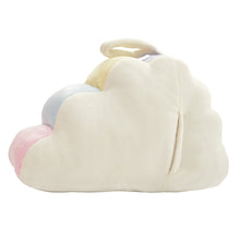 Load image into Gallery viewer, Santi The Sloth Dream Cloud plush toy with pastel rainbow accents and a loop for hanging.
